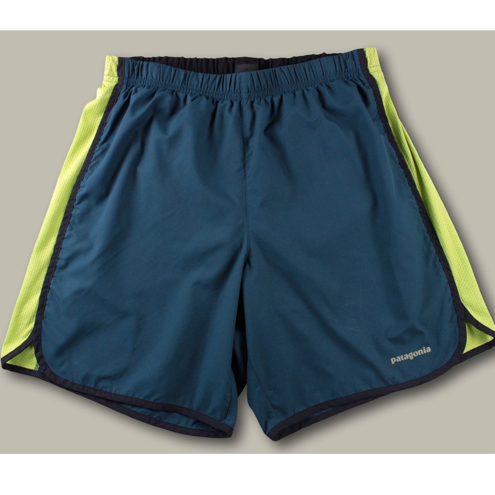 Patagonia Men's Strider Running Shorts 7" Inseam Lined Teal Blue Lime Green S - Picture 1 of 6